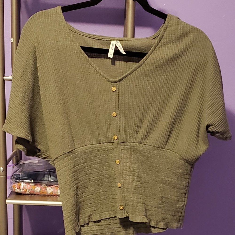 Green Flowy and Tight top
